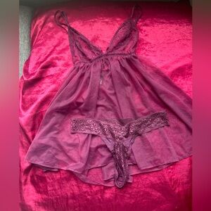 Victoria’s Secret Burgundy Babydoll with matching panties